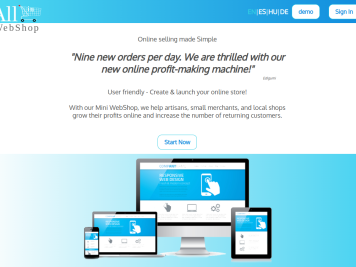 SaaS webshop landing page